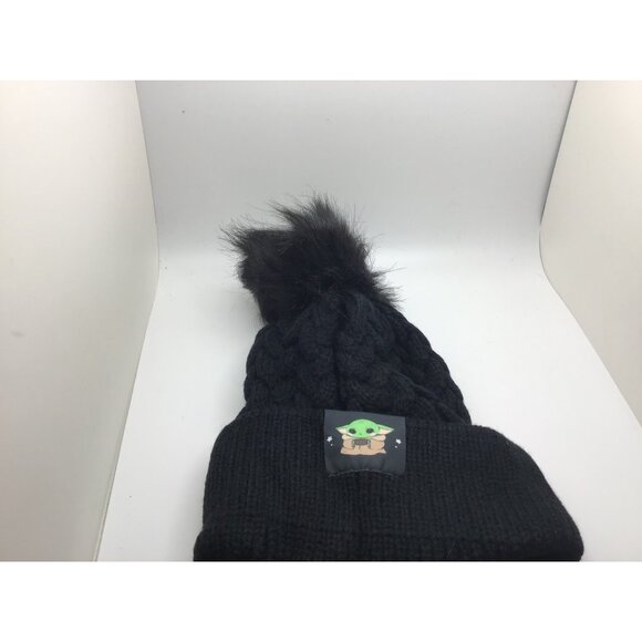Star Wars Mandalorian Baby Yoda Black Beanie Pom Hat - Picture 3 of 7